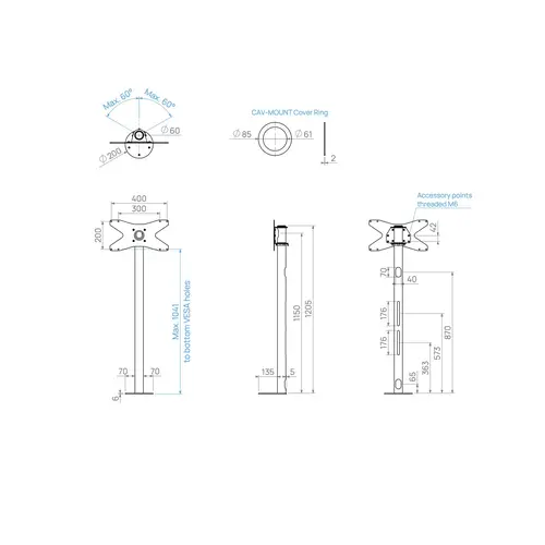 Cavus Meubel Mount - TV Standaard voor Meubel - 120 cm Zwart VESA 400x200