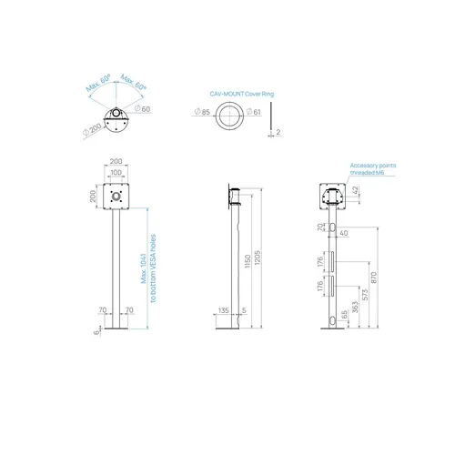 Cavus Meubel Mount - TV Standaard voor Meubel - 120 cm Zwart VESA 200x200