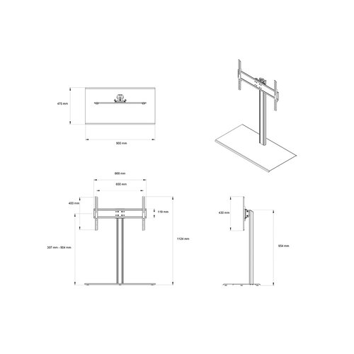 Multibrackets M VESA Tablestand Turn XXL 46-85" MAX 600x400