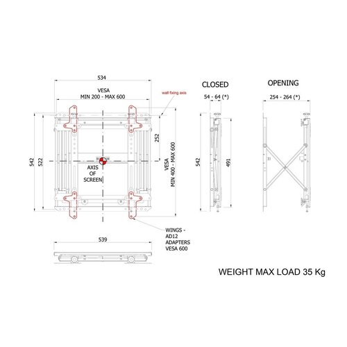 Multibrackets Public Video Wall Mount Push Slim