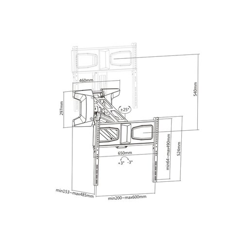 Multibrackets Gemotoriseerde Pull Down Full Motion Flexarm 37-70''