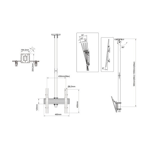 Multibrackets Multibrackets M Plafondbeugel Pro MBC1U VESA 400