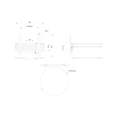 Multibrackets Pilaar TV beugel (max. 70 cm, 35 kg)