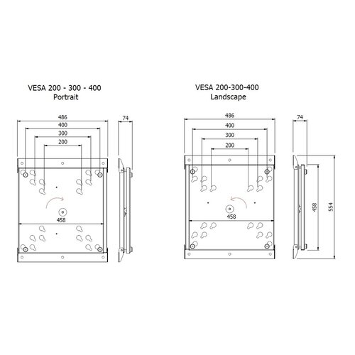 Multibrackets VESA Wallmount Flip Professional 200/300/400