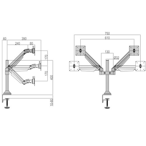 Multibrackets M VESA Gas Lift Arm Dual Black
