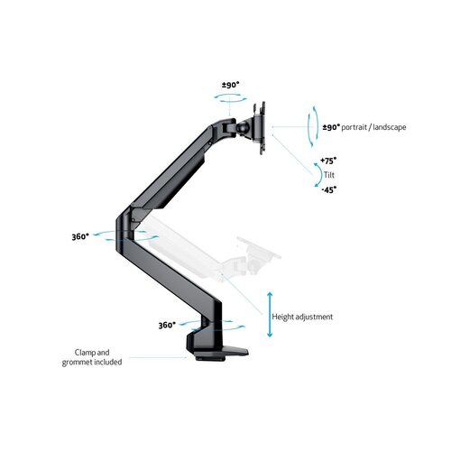 Multibrackets M VESA Gas Lift Monitorarm Single Black