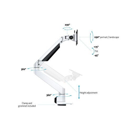 Multibrackets M VESA Gas Lift Monitorarm Single White