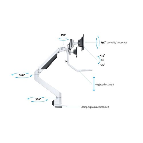 Multibrackets M VESA Gas Lift Arm with Duo Crossbar 2 White