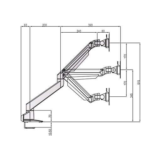 Multibrackets M VESA Gas Lift Arm with Duo Crossbar 2 White