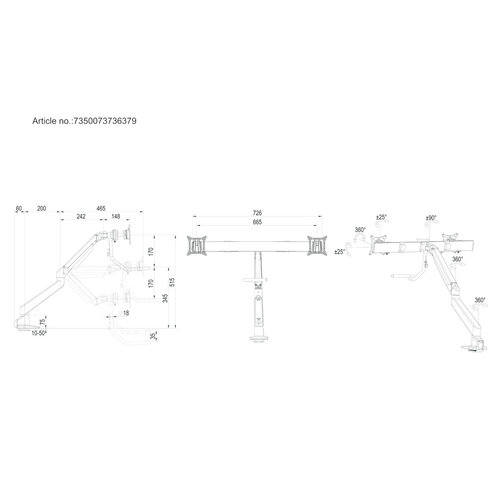 Multibrackets M VESA Gas Lift Arm with Duo Crossbar 2 White