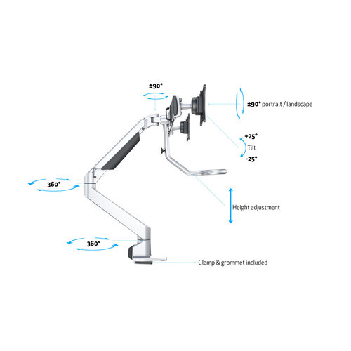 Multibrackets M VESA Gas Lift Arm with Duo Crossbar 2 Silver