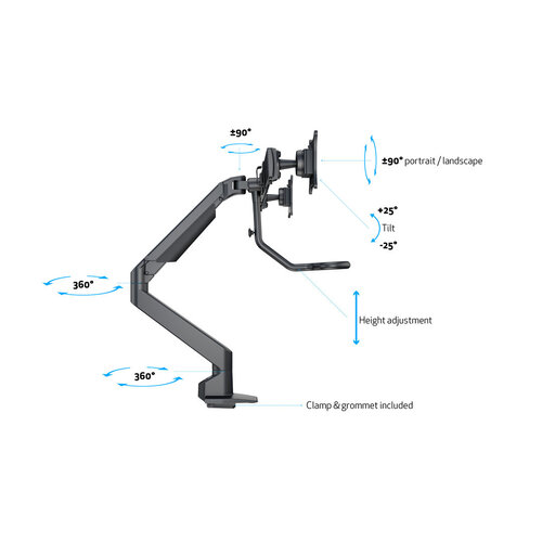 Multibrackets M VESA Gas Lift Arm with Duo Crossbar 2 Black