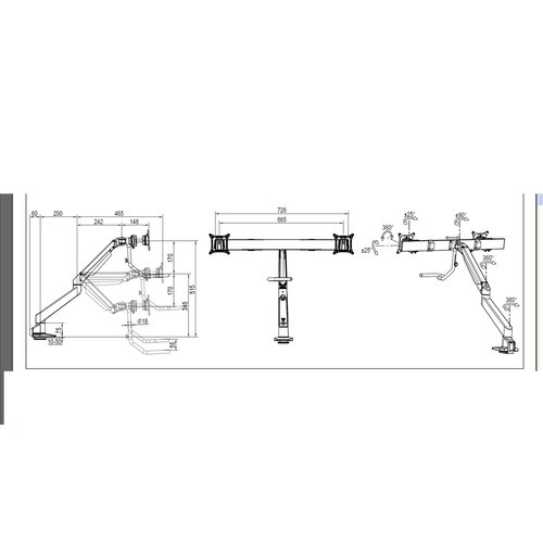 Multibrackets M VESA Gas Lift Arm with Duo Crossbar 2 Black