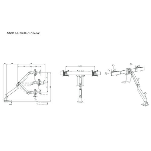 Multibrackets Monitorsteun - VESA Gas Lift Arm Single met Duo-Crossbar HD [zwart]