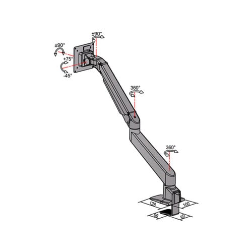 Multibrackets Monitorsteun - VESA Gas Lift Arm Single met Duo-Crossbar HD [zwart]