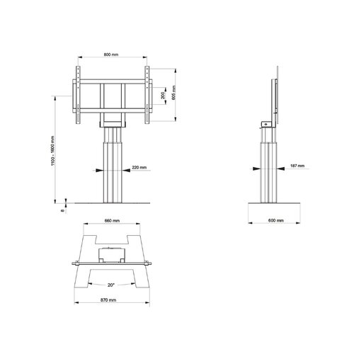 Multibrackets Elektrische Vloerstandaard Public Floorbase 160kg Black SD