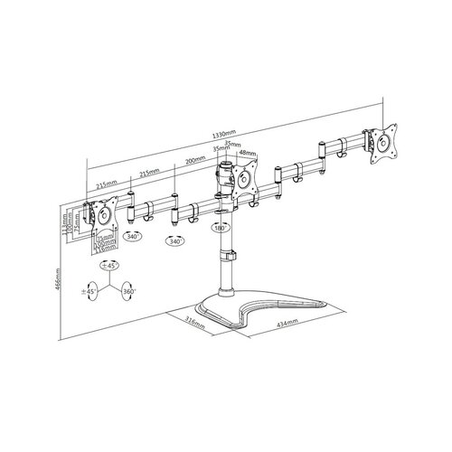 Multibrackets M Deskstand Basic Triple