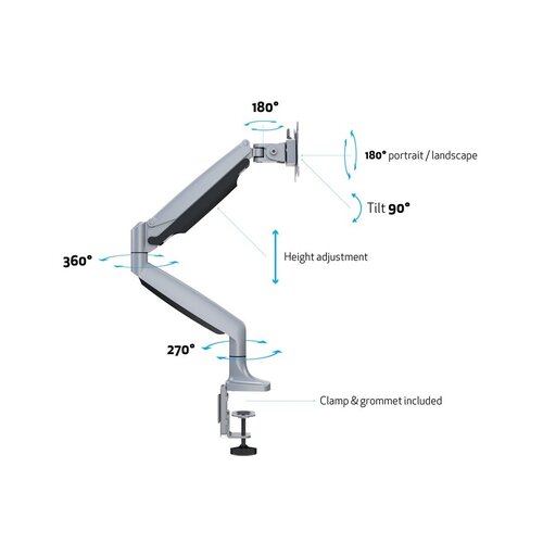 Multibrackets M Deskmount Gas Spring Single Silver-OFF Multibrackets M Deskmount Gas Spring Single Silver-OFF