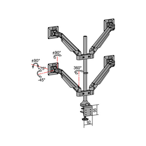 Multibrackets Monitorarm voor 4 schermen Heavy Duty