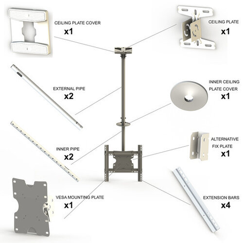 Multibrackets M Public Plafondbeugel Medium Single 3000 White