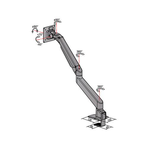 Multibrackets M VESA Gas Lift Arm Single Zwart Heavy Duty