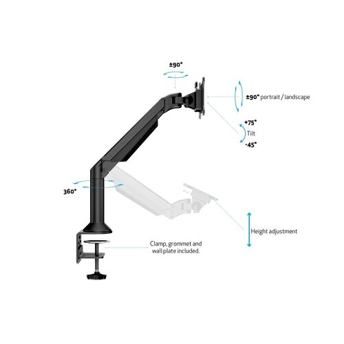 Multibrackets Monitorarm VESA Gas Lift Arm Heavy Duty Black