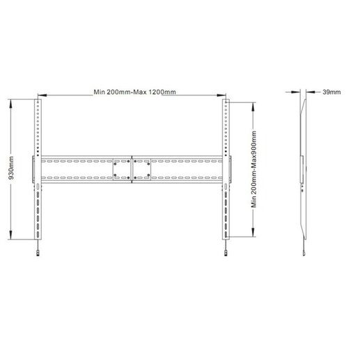 Multibrackets TV beugel Universal Fixed HD Max 1200x900