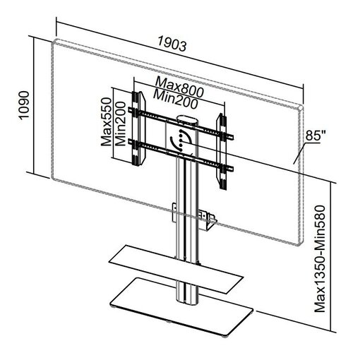 Multibrackets M Public Display Stand 145 HD Single Floorbase Black