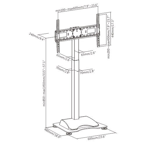 MyWall TV Vloerstandaard HP62 met Elektrische hoogte verstelling (37 - 75 inch)