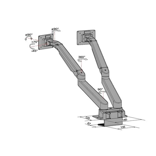 Multibrackets Dual Monitor Gas Lift Arm - Heavy Duty (15 - 32 inch)