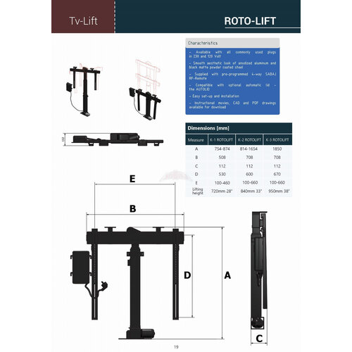 Sabaj Elektrische TV lift K1 RotoLift