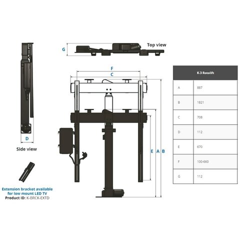 Sabaj Elektrische TV lift K3 RotoLift