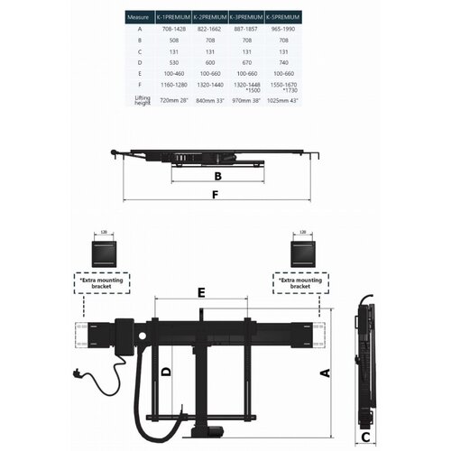 Sabaj TV Lift K1 Premium RF - 32-50 inch