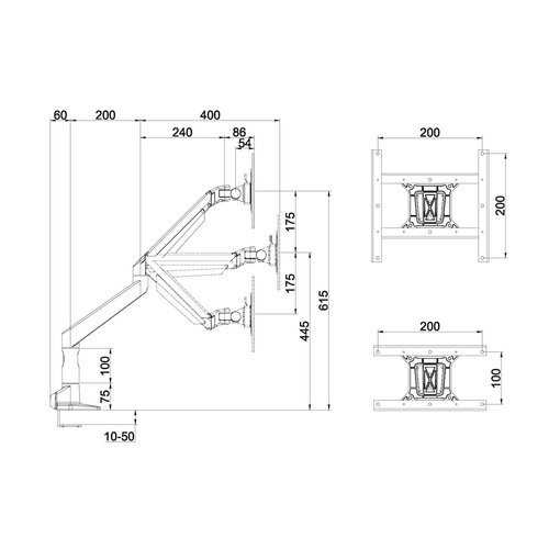 Multibrackets Monitorarm M VESA GasLift XL Single Silver - Heavy Duty