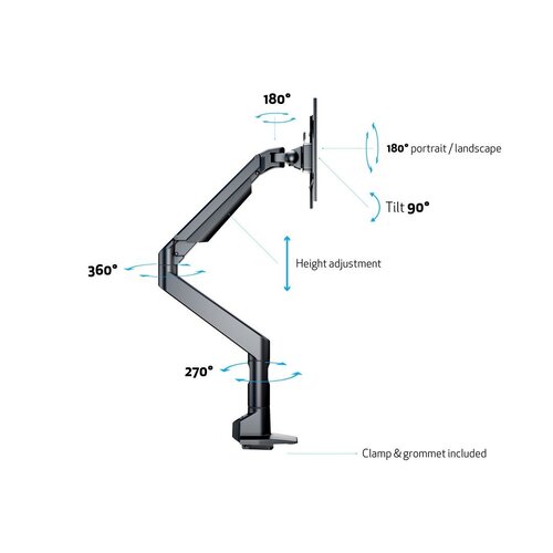 Multibrackets Monitorarm M VESA GasLift XL Single Black - Heavy Duty