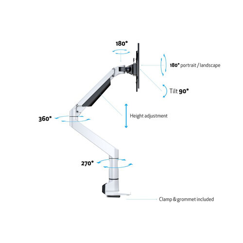 Multibrackets Monitorarm M VESA GasLift XL Single White - Heavy Duty