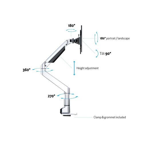 Multibrackets Monitorarm M VESA Gas Lift XL Single Silver