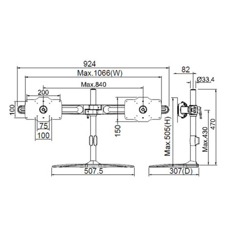 Multibrackets M VESA Desktopmount Dual Stand 24"-32"