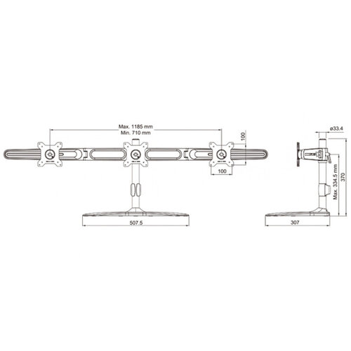 Multibrackets M VESA Desktopmount Triple Stand 15"-24"