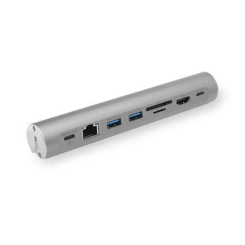 ACT Laptopstandaard aluminium, traploos in hoogte verstelbaar, afneembaar USB-C dockingstation