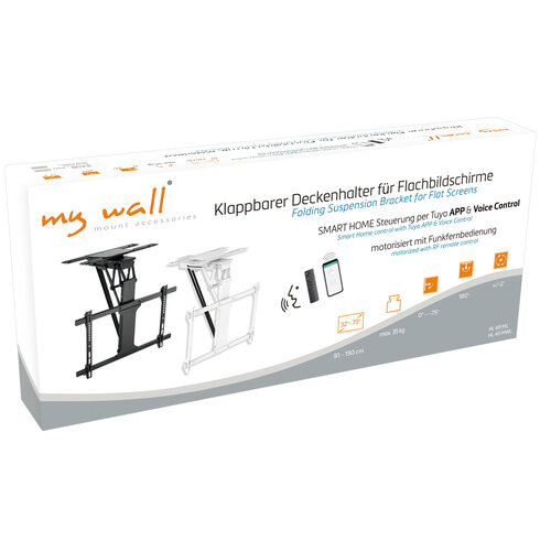 MyWall Elektrische Plafondbeugel Draai -en Opklapbaar Zwart - Met Spraakbesturing HL 49 ML