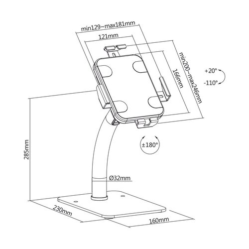 MyWall Tablet Tafelstandaard met diefstalbeveiliging