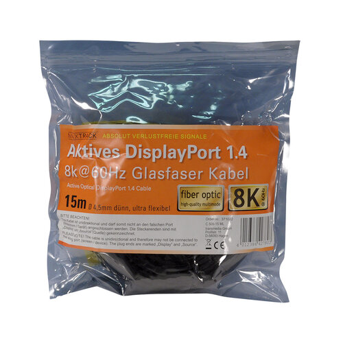 MaxTrack Actieve DisplayPort 1.4 Glasvezel kabel 15 meter