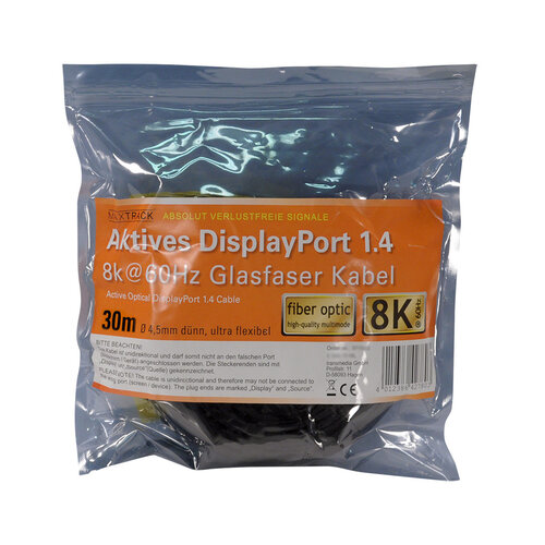 MaxTrack Actieve DisplayPort 1.4 Glasvezel kabel 30 meter