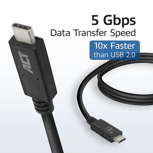 ACT USB C - USB C kabel - 1.0 meter (USB 3.2 Gen1) USB-IF gecertificeerd