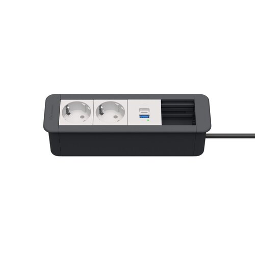 Kindermann CablePort Office Frame 2x Stroom , USB C + A lader, 1x Leeg USB PD & Quick Charge