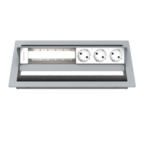 Kindermann CablePort Standard² - 3x Stroom, 3x leeg (6 halfsize modules) - Grijs (RAL9006)