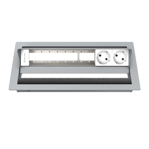 Kindermann CablePort Standard² - 2x Stroom, 4x leeg (8 halfsize modules) - Grijs (RAL9006)