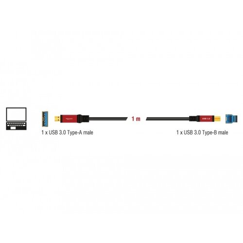 DeLock Premium USB A male - USB B male kabel (USB 3.0) - 1.0 meter