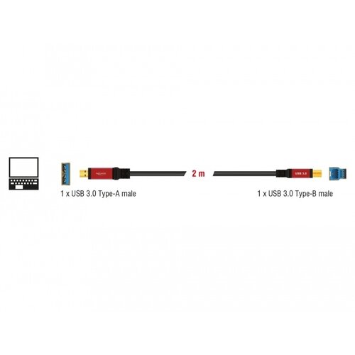 DeLock Premium USB A male - USB B male kabel (USB 3.0) - 2.0 meter